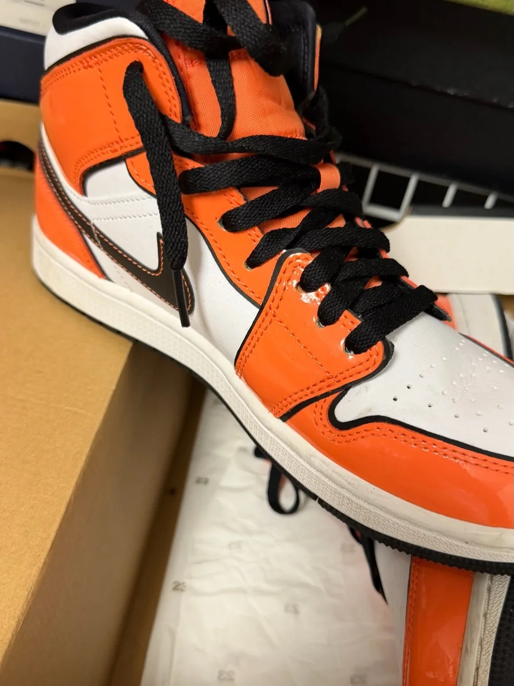 Nike Jordan High-Top Sneakers in Orange, White & Black